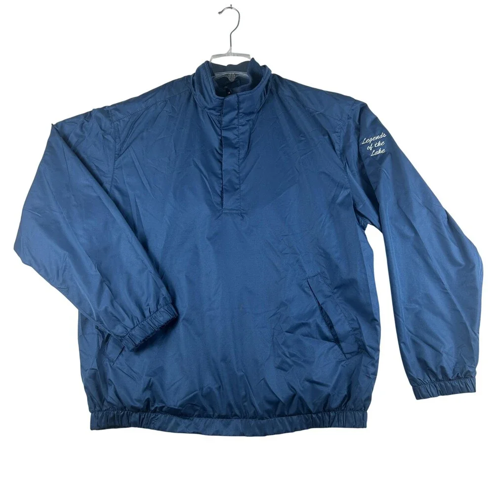 North End Jacket Mens Large Blue 1/4 Zip Pullover Windbreaker Golf Twin Hills